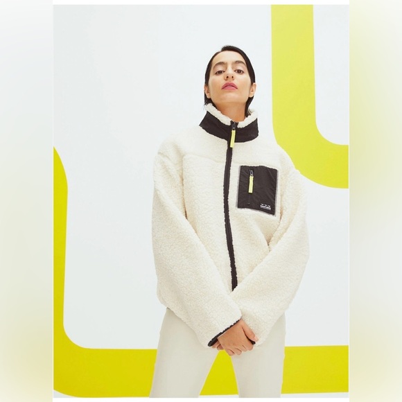 H&M Jackets & Blazers - H&M Cream and Black Teddy Jacket